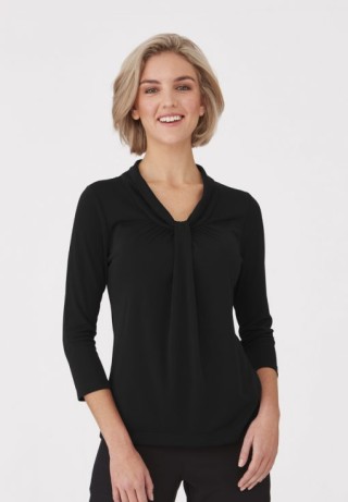 Ladies 3/4 Sleeve Blouse:Black